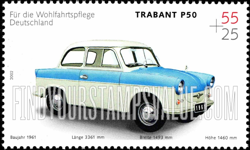 FindYourStampsValue: SEMI-POSTAL - Automobiles: 1961 VEB Sachsenring Trabant P50
