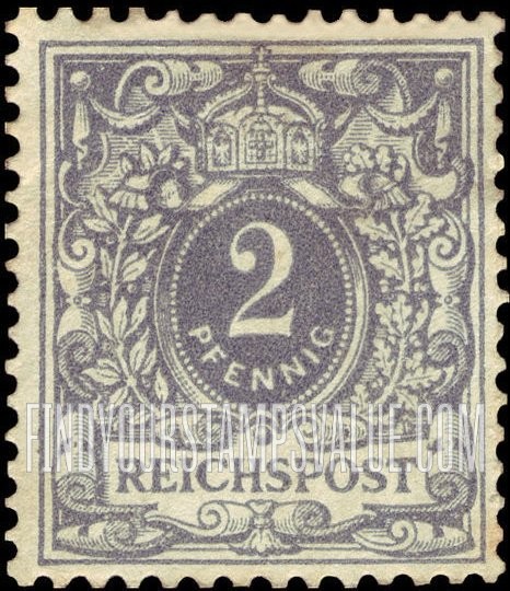FindYourStampsValue: Value number under a crown in a pearls oval