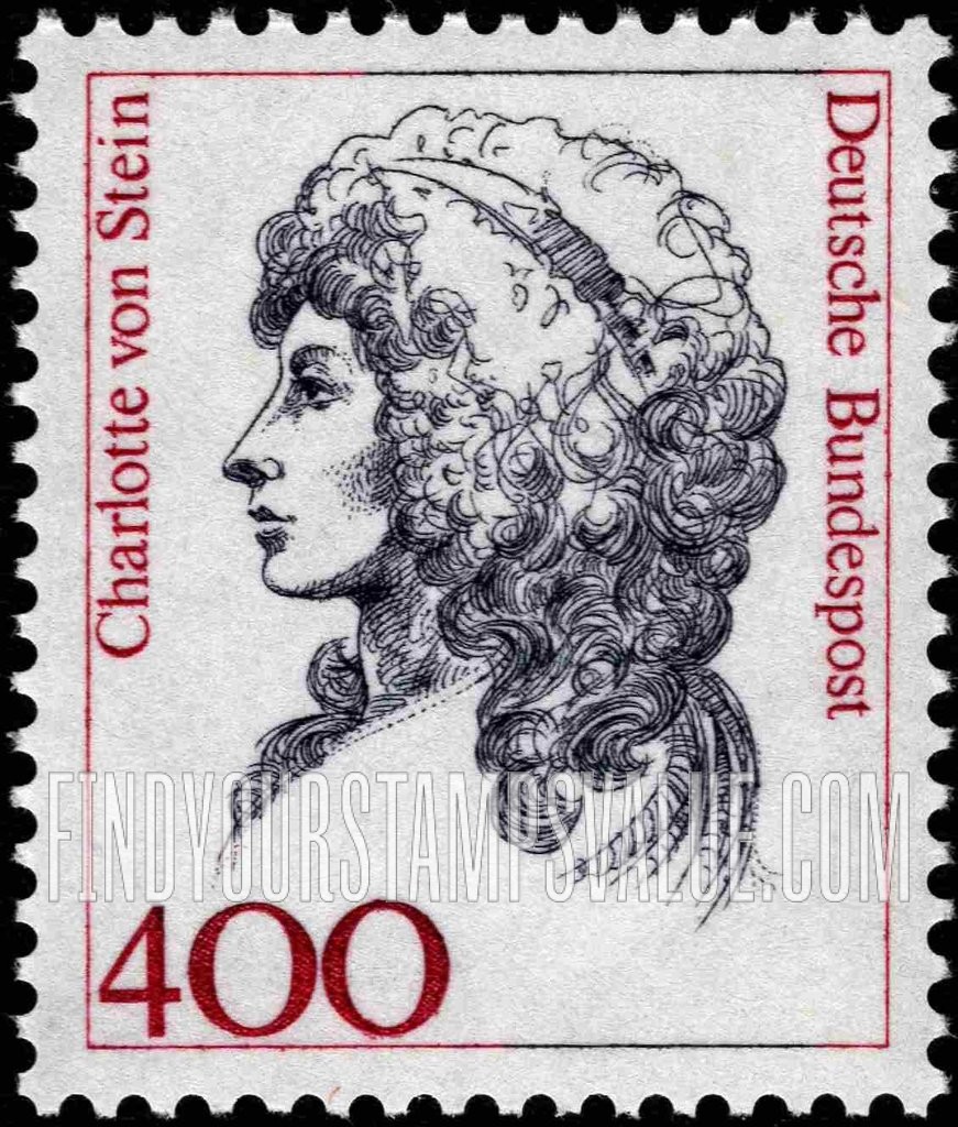 FindYourStampsValue: Famous Women Type of 1986: Charlotte von Stein (1742-1827), confidant of Goethe