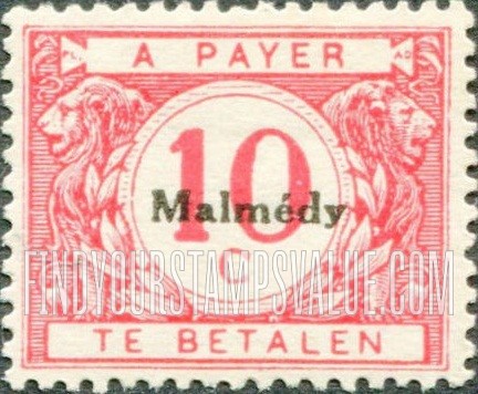FindYourStampsValue: OCCUPATION POSTAGE DUE - Belgian Postage Due Stamps of 1919-20, Overprinted