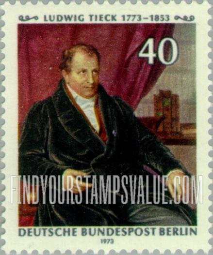 FindYourStampsValue: BERLIN - Portrait Type of 1971: Ludwig Tieck (1773-1853), poet and writer, by Carl Christian Vogel von Vogelstein
