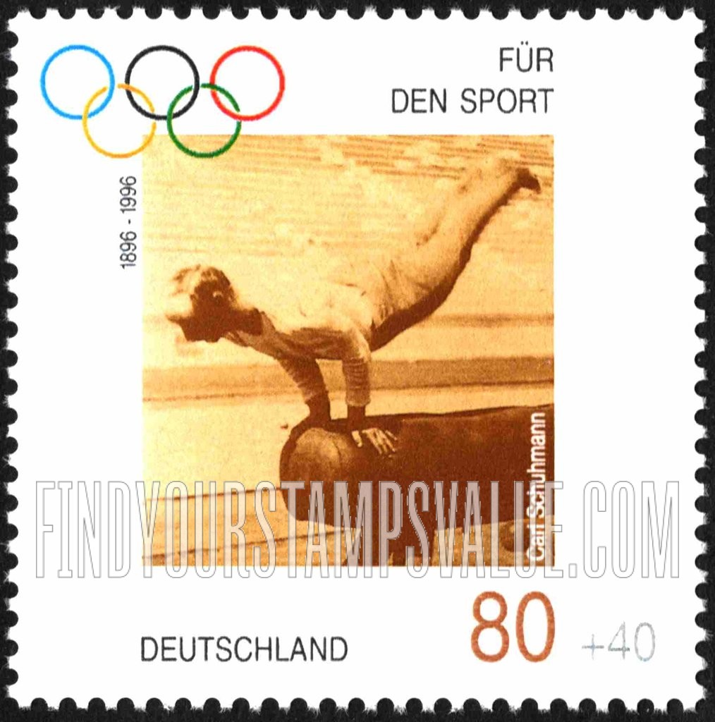 FindYourStampsValue: SEMI-POSTAL - Modern Olympic Games, Centennial: Carl Schuhmann (1869-1946), pommel horse