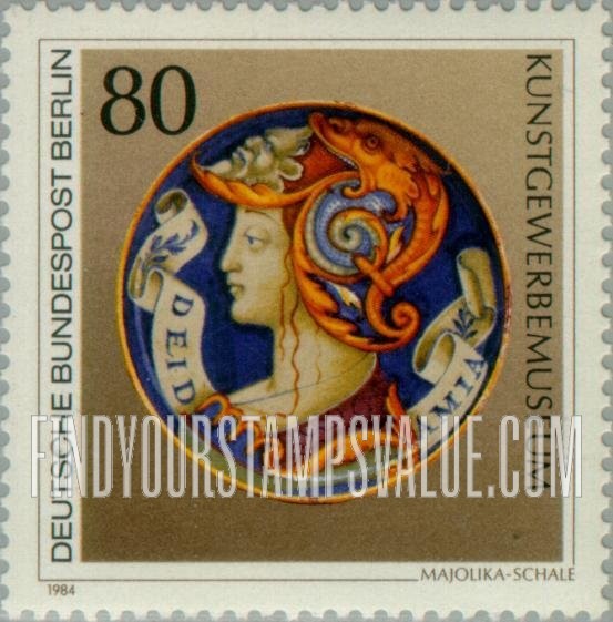 FindYourStampsValue: BERLIN - Ancient Artwork, Berlin Museum: Enamel Plate, 16th centennial