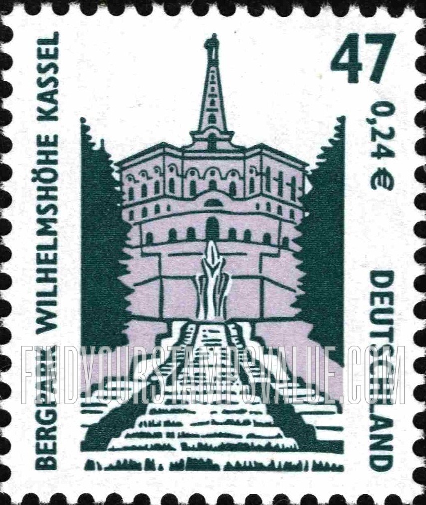 FindYourStampsValue: Historic Sites Type of 1987: Wilhelmshöhe Hillside Park, Kassel