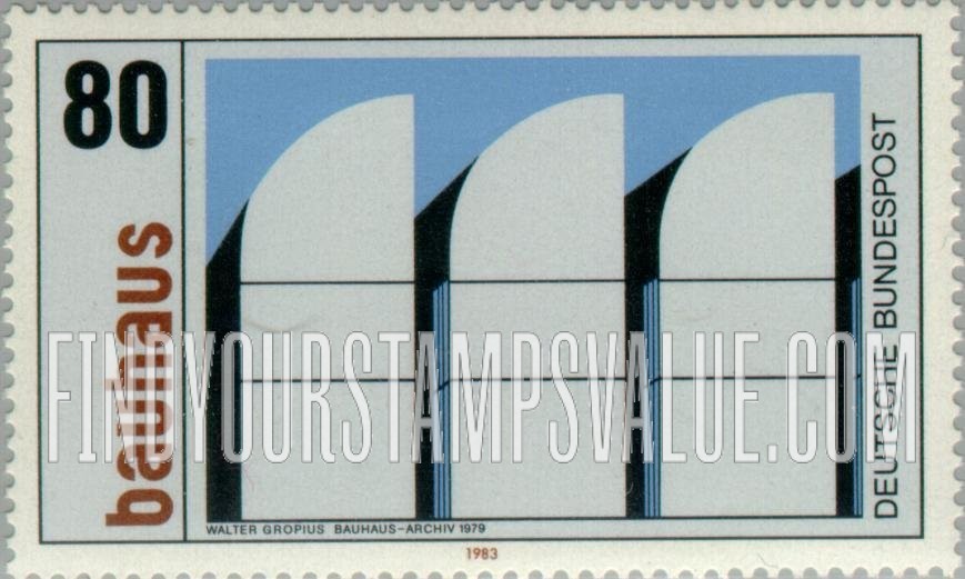 FindYourStampsValue: Walter Gropius (1883-1969), Founder of Bauhaus Architecture: Bauhaus Archives, Berlin, 1979
