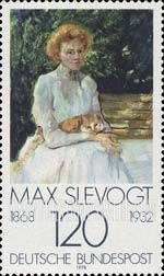 FindYourStampsValue: Impressionists Paintings - Lady with Cat, by Max Slevogt