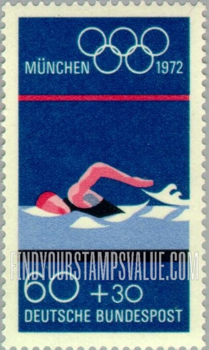 FindYourStampsValue: SEMI-POSTAL - Olympic Rings and Swimming