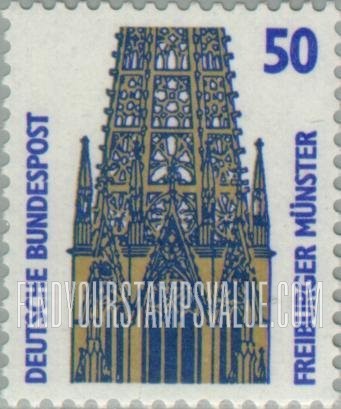FindYourStampsValue: Historic Sites and Objects: Filigree tracery on spires, Freiburg Cathedral