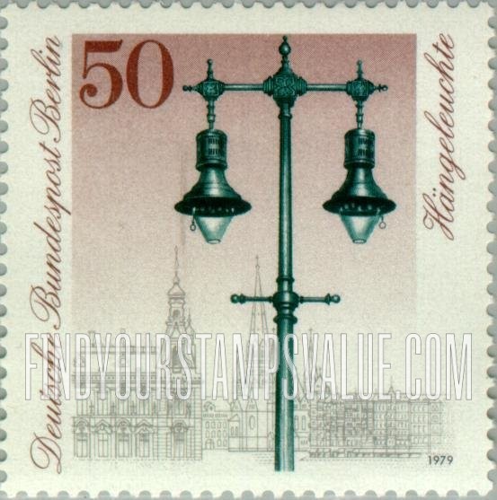 FindYourStampsValue: BERLIN - Historic Street Lanterns: Hanging gas lamps