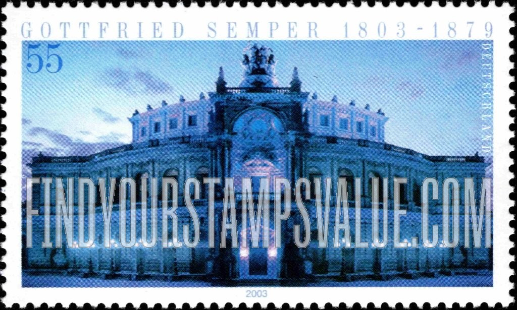 FindYourStampsValue: Opera House, Dresden, by Gottfried Semper (1803-79), Architect
