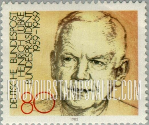 FindYourStampsValue: Presidents: Heinrich Lubke, 1959-69