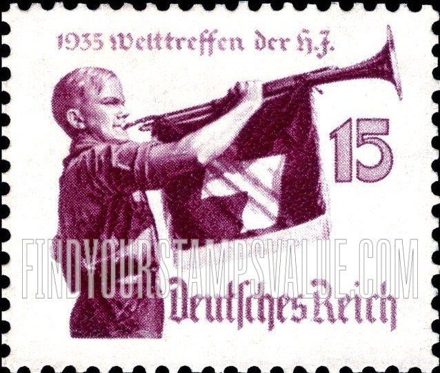 FindYourStampsValue: Hitler Youth Meeting - Bugler of Hitler Youth Movement
