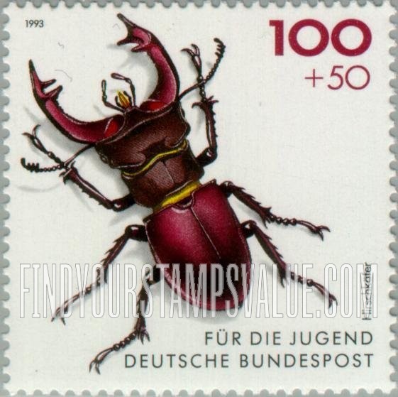 FindYourStampsValue: SEMI-POSTAL - Beetles: Hirschkafer (stag beetle)