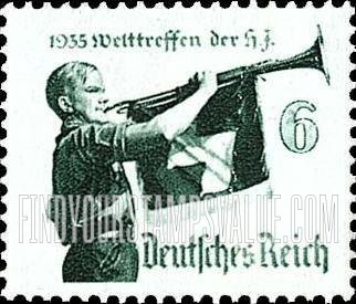 FindYourStampsValue: Hitler Youth Meeting - Bugler of Hitler Youth Movement