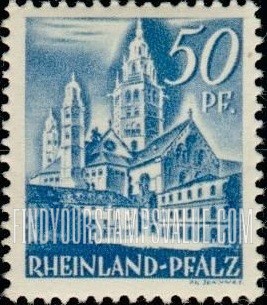 FindYourStampsValue: RHINE PALATINATE - Cathedral of Mainz