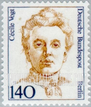 FindYourStampsValue: BERLIN - Famous Women Type of Germany: Cecile Vogt (1875-1962), neurologist