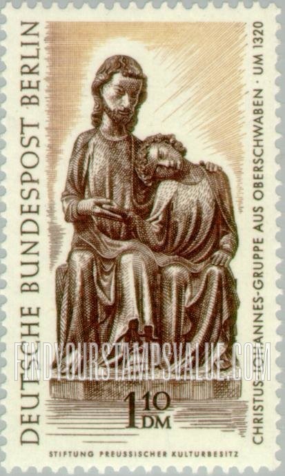FindYourStampsValue: BERLIN - Jesus and John, wood sculpture, anonymous, c. 1320