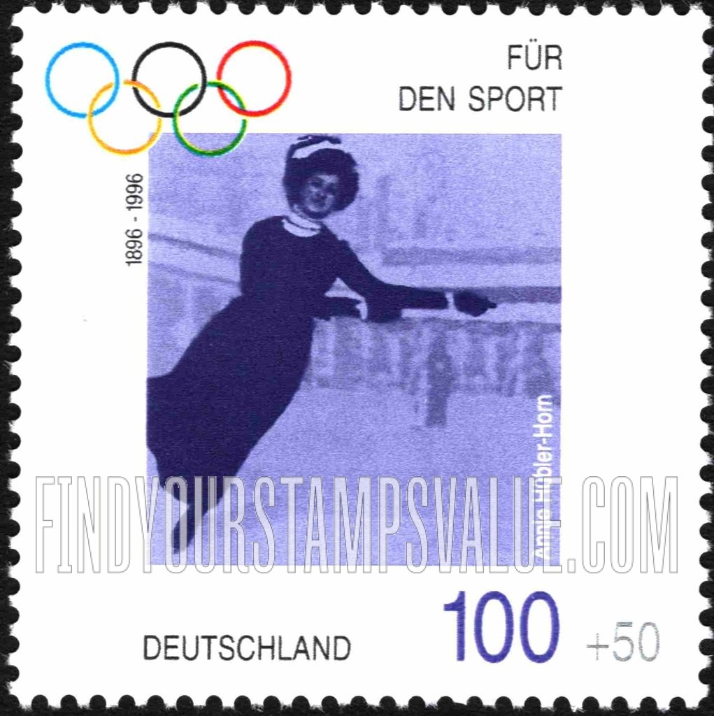 FindYourStampsValue: SEMI-POSTAL - Modern Olympic Games, Centennial: Annie Hübler Horn (1885-1976), pairs figure skating
