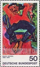 FindYourStampsValue: German Expressionist Painters - Pechstein Asleep, by Erich Heckel