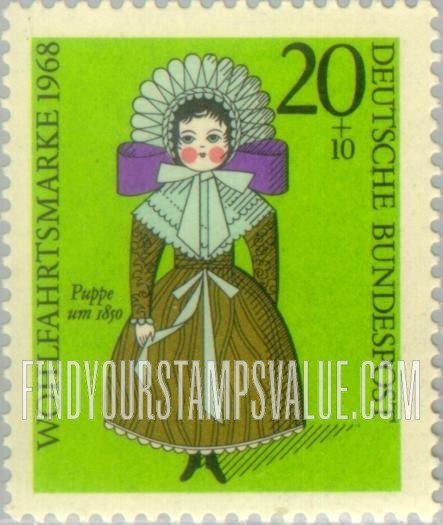 FindYourStampsValue: SEMI-POSTAL - Doll, c. 1850: Various 19th Centennial Dolls are from Germanic National Museum, Nuremberg