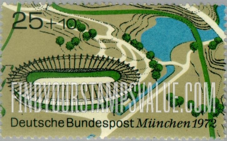 FindYourStampsValue: SEMI-POSTAL - Olympic Games Site, Munich: Gymnastics stadium