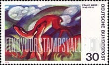 FindYourStampsValue: German Expressionist Painters - Deer in Red, by Franz Marc