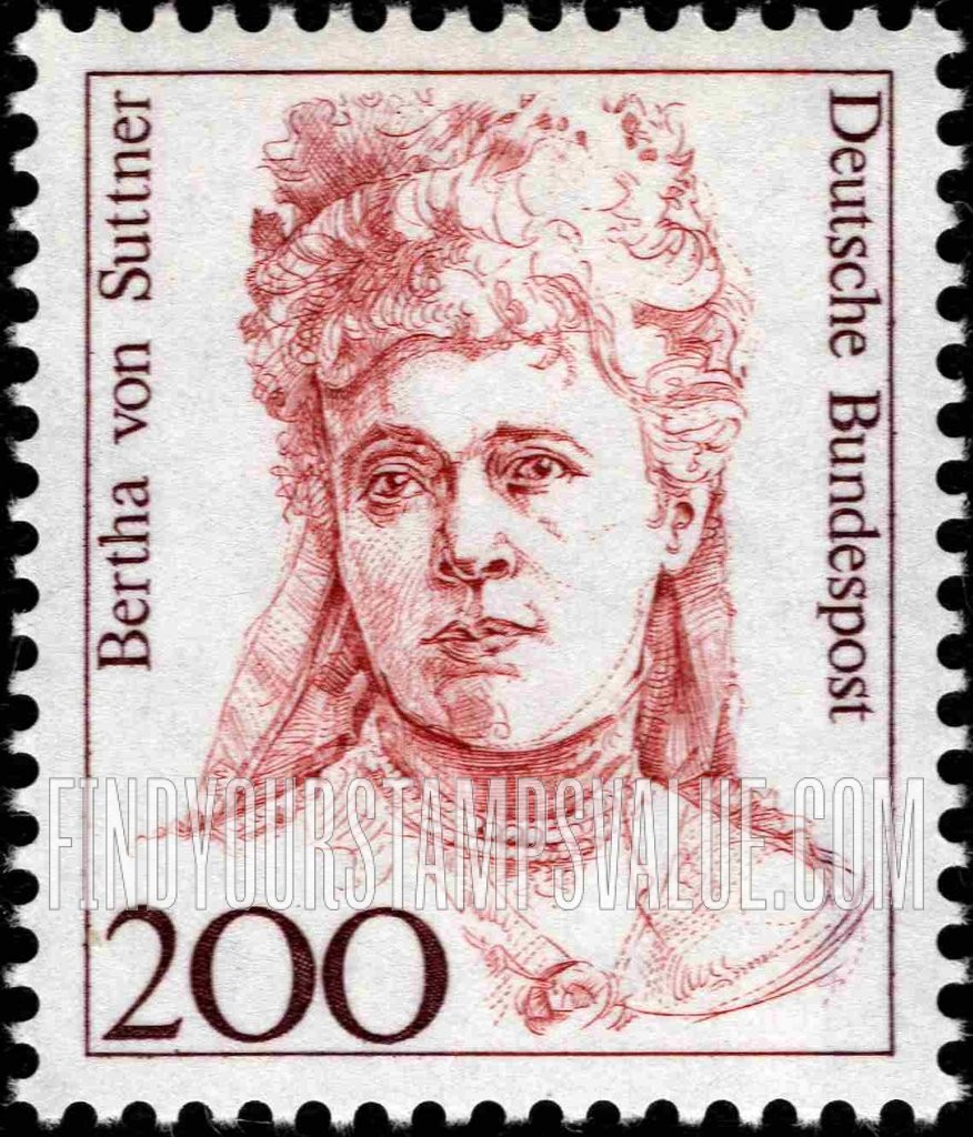 FindYourStampsValue: Famous Women: Bertha von Suttner (1843-1914), 1905 Nobel Peace Prize winner