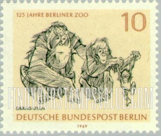 FindYourStampsValue: BERLIN - Berlin Zoo Animals: Orangutan family