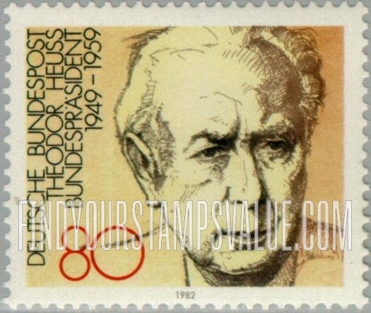 FindYourStampsValue: Presidents: Theodor Heuss, 1949-59