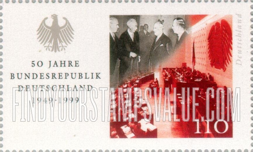 FindYourStampsValue: Federal Republic of Germany, 50th Anniversary: Leaders gathering, session of Parliament