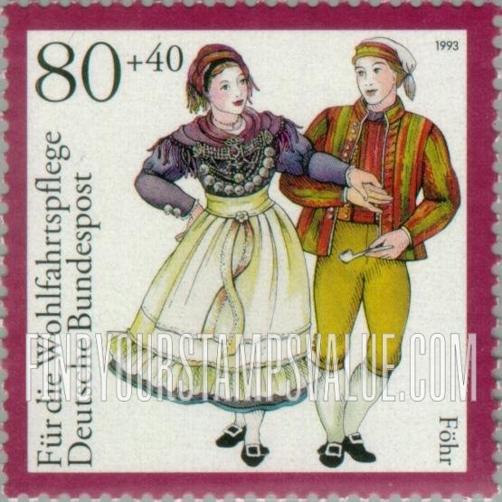 FindYourStampsValue: SEMI-POSTAL - Traditional Costumes: Fohr, Schleswig-Holstein