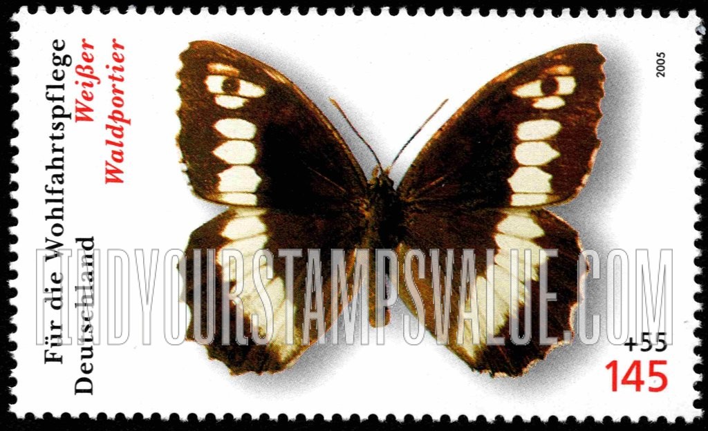 FindYourStampsValue: SEMI-POSTAL - Butterflies: Weisser Waldportier