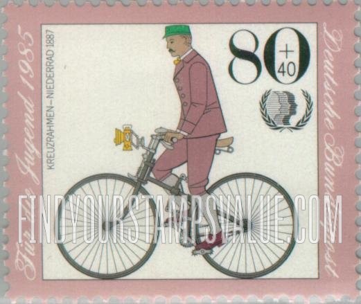 FindYourStampsValue: SEMI-POSTAL - Antique Bicycles: Crossframe, 1887