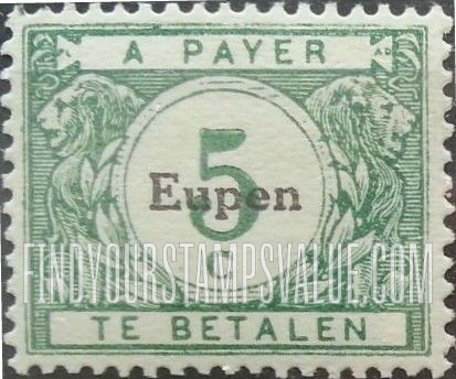 FindYourStampsValue: OCCUPATION POSTAGE DUE - Belgian Postage Due Stamps of 1919-20, Overprinted