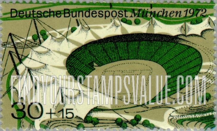 FindYourStampsValue: SEMI-POSTAL - Olympic Games Site, Munich: Soccer stadium