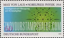 FindYourStampsValue: Birth Centenary of German Nobel Prize Winner in Physics, Max von Laue - Atom Arrangement in Crystals
