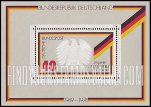 FindYourStampsValue: 25th Anniversary of the Federal Republic of Germany - Federal Eagle and Flag