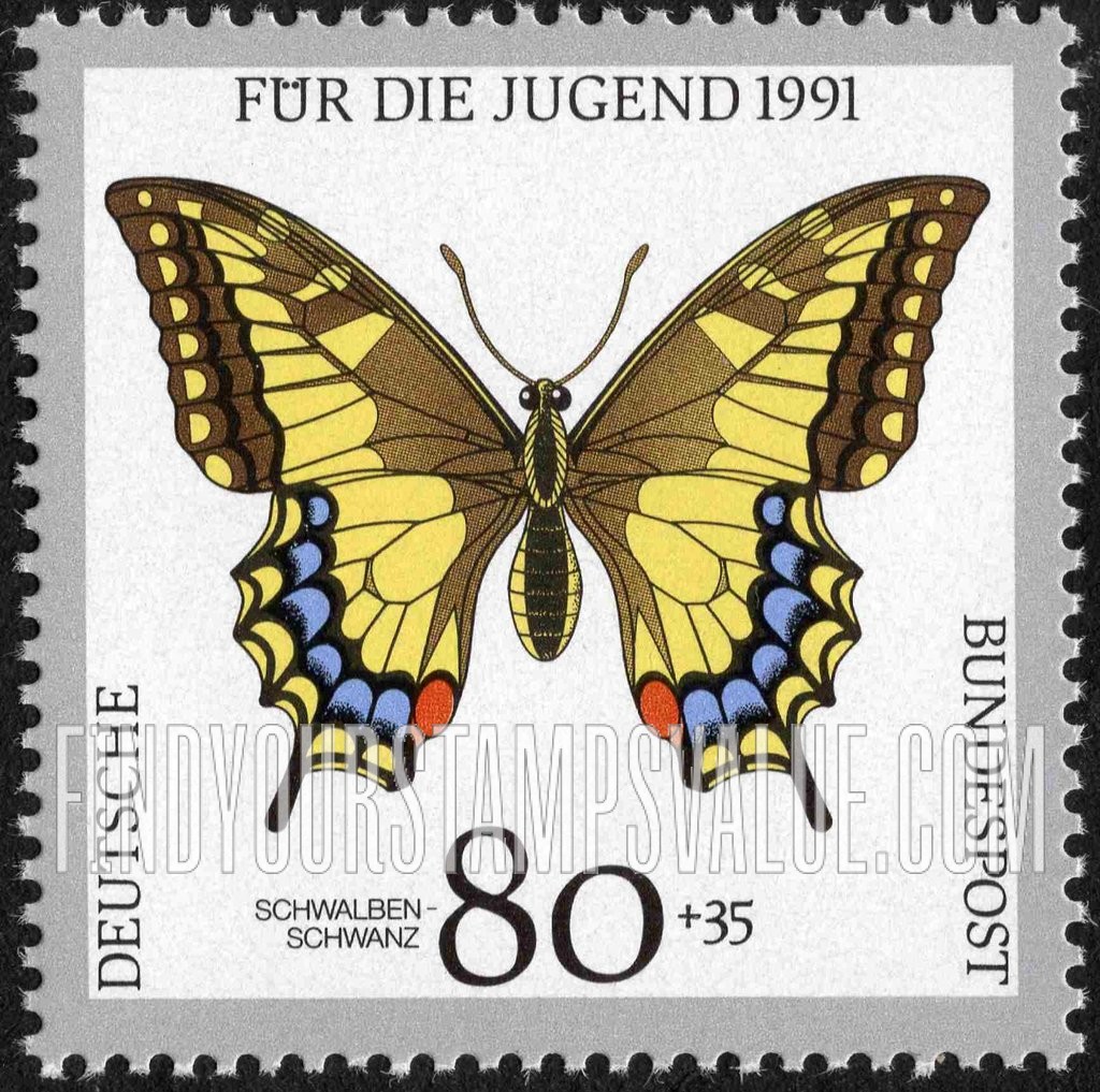 FindYourStampsValue: SEMI-POSTAL - Endangered Butterflies: Schwalben-schwanz, swallowtail