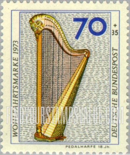 FindYourStampsValue: SEMI-POSTAL - Musical Instruments: Pedal harp, 18th century