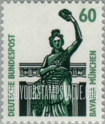 FindYourStampsValue: Historic Sites and Objects: Bavaria Munich, bronze statue above the Theresienwiese, Hall of Fame