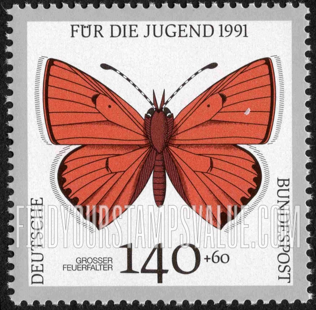 FindYourStampsValue: SEMI-POSTAL - Endangered Butterflies: Grosser feuerfalter, large copper