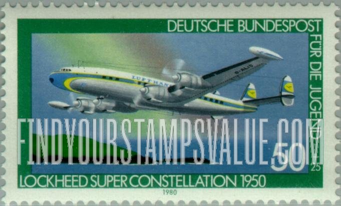 FindYourStampsValue: SEMI-POSTAL - Aviation Type of 1979: Lockheed Super Constellation, 1950