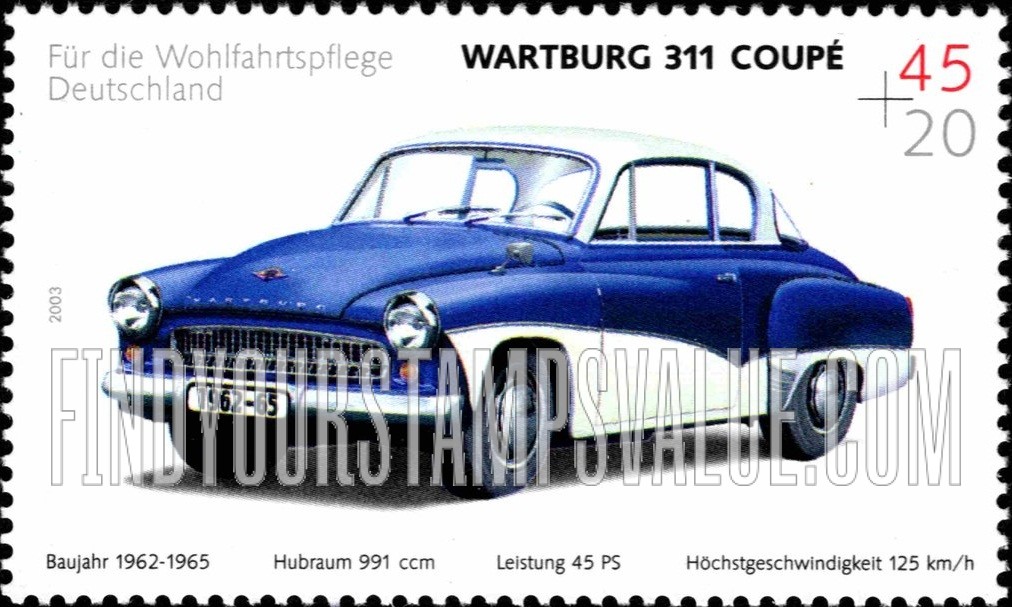 FindYourStampsValue: SEMI-POSTAL - Automobile Type of 2002: Wartburg 311 Coupe