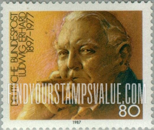 FindYourStampsValue: Ludwig Erhard (1897-1977), Economist, Chancellor 1963-66