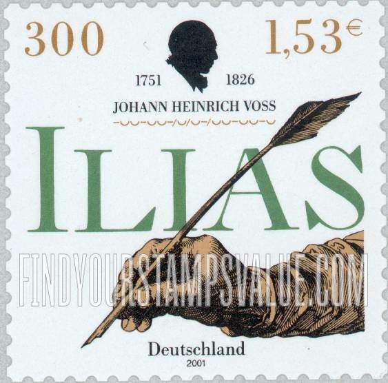 FindYourStampsValue: Voss Type of 2001: Johann Heinrich Voss (1751-1826), Translator of Greek Classics