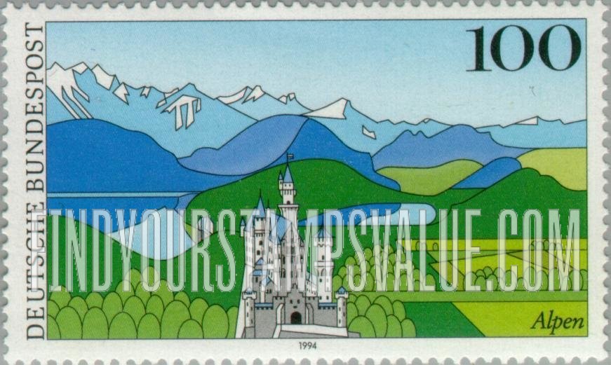 FindYourStampsValue: Scenic Regions in Germany: Bavarian Alps