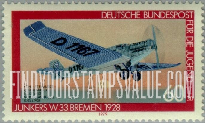 FindYourStampsValue: SEMI-POSTAL - Airplanes: Junkers W33 Bremen, 1928