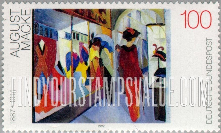 FindYourStampsValue: 20th Century Paintings: Fashion Shop, by August Macke (1887-1914)