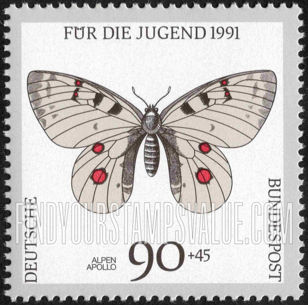 FindYourStampsValue: SEMI-POSTAL - Endangered Butterflies: Alpen apollo, alpine apollo