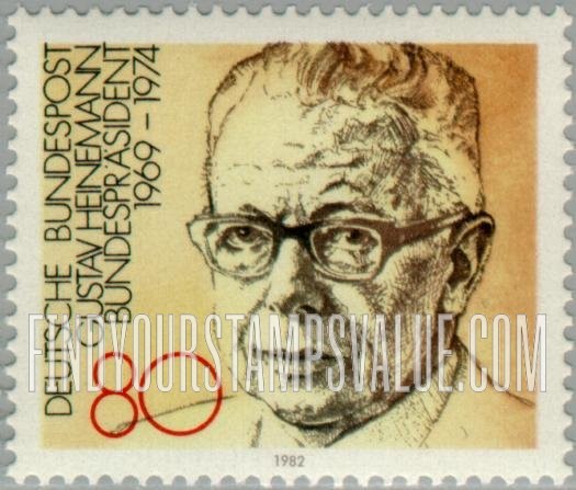 FindYourStampsValue: Presidents: Gustav Heinemann, 1969-74